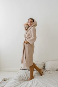 Жіночий вафельний халат COSY з капюшоном, беж