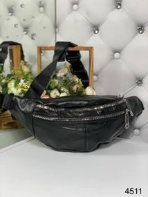 Поясная сумка бананка слинг экокожа Черная