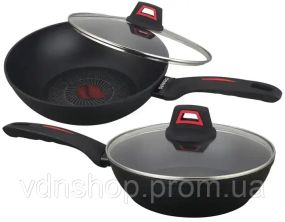 Антипригарная глубокая сковорода с крышкой WOK Benson 24см  BN-834