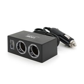 АЗУ разветвитель Olesson 1522.12V-2x12V + USB, Black, Blister