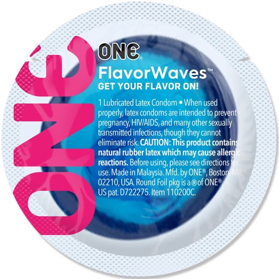 Ароматизований презерватив ONE FlavorWaves Fresh Mint, 1 шт, яскраво-синій, запах м’яти | Зображення 1