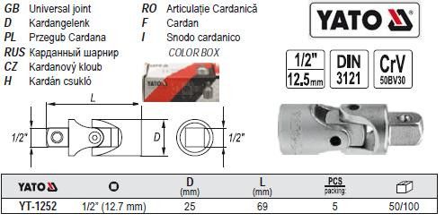 Головка 12-гранна коротка 1/2" М30х42 мм Польща YATO YT-1291