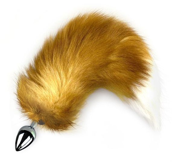 Металева анальна пробка з хвостом із натурального хутра Art of Sex size M Red fox sexstyle | Зображення 2