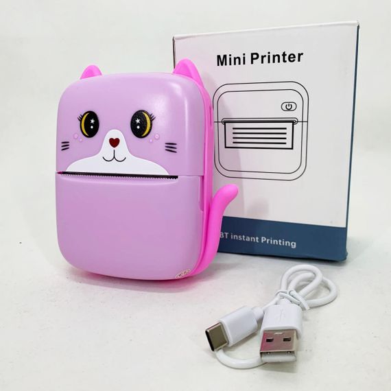 Портативный детский термопринтер с Bluetooth A8 Cat мини принтер для телефона Pink SC-51 | Зображення 4