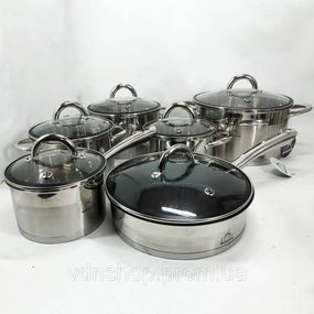 Набір каструль для дому з антипригарним покриттям 12 предметов ASTRA A-2412, Набір посуду каструлі RD-93