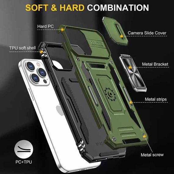 Ударостійкий чохол Camshield Army Ring для Apple iPhone 12 Pro / 12 (6.1") Оливковий / Army Green | Зображення 2