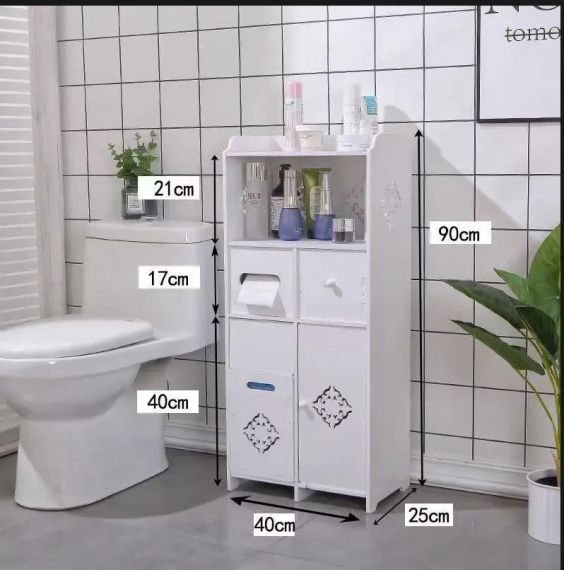 Напольная полка для ванной комнаты, шкаф для хранения вещей | Зображення 1
