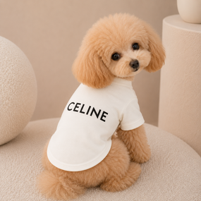 Брендовая футболка для собак и котов Celine белая