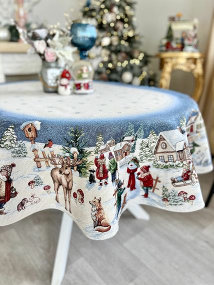 Скатертина гобеленова овальна HENKEL OVAL Limaso, 137х180, Овальна, Новорічний, Срібний люрекс, 60% поліестер, 24% бавовна, 16% акрил, Гобелен | Зображення 2