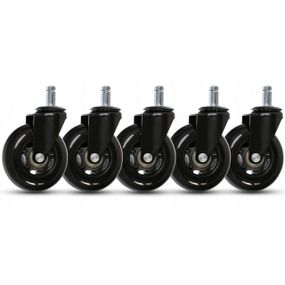 Колеса для офісного крісла Bonro гумові з підшипниками 75 мм комплект 5 шт чорні (42400384)