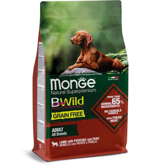 Корм Monge BWild Grain Free All Breeds Agnello сухий з ягнятиною для дорослих собак усіх порід 15 кг