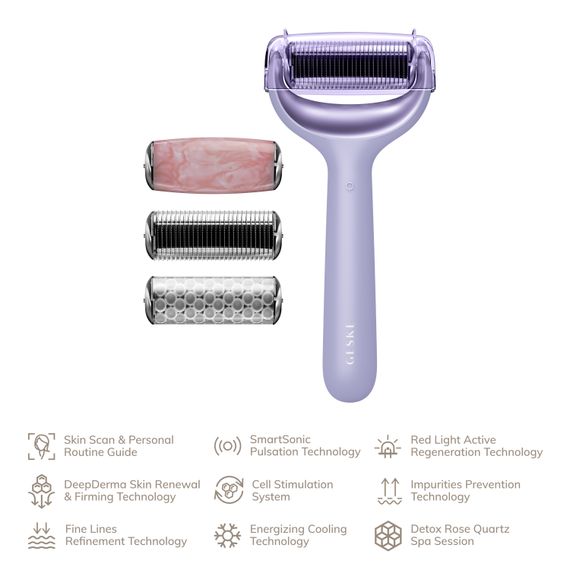 Ролер для голкової мезотерапії обличчя та тіла GESKE MicroNeedle Face&Body Roller 9в1 purple | Зображення 1