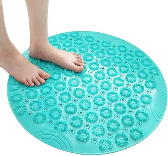 Кругла силіконова щітка - мочалка на присосках на стіну у ванну/душ Massage foot rad масажний протиковзкий килимок для ніг | Зображення 6