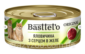 Влажный корм для котов Basttet`o Original говядина с сердцем в желе 85 г