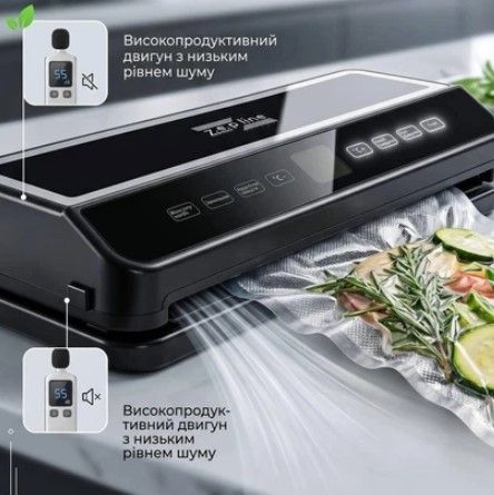 Вакуумный упаковщик Zepline ZP-00374 с пакетами вакууматор с сенсорной панелью управления дисплей LED-подсветка 200 Вт Черный | Зображення 3
