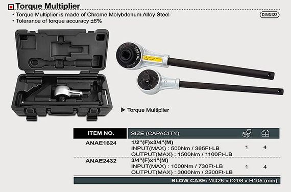 Редуктор-підсилювач мультиплікатор TOPTUL 3/4"х1" 1000-3000Nm ANAE2432 | Зображення 2