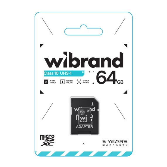 Карта Памяти Wibrand MicroSDHC 64gb UHS-1 10 Class & Adapter