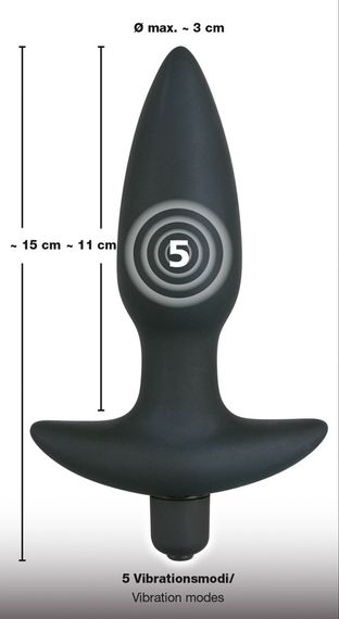 Анальна пробка - Black Velvet Vibrating Plug Medium | Зображення 4