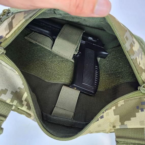 Нагрудна чоловіча сумка тактична тканинна, Тактичний рюкзак ВСУ, Сумка через плече військова | Зображення 9