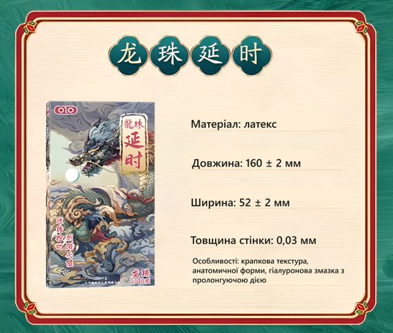 Ультратонкі анатомічні презервативи з гіалуроновою кислотою, пролонгуючим ефектом та крапковою текстурою OLO - Dragon Ball Delay, | Зображення 3