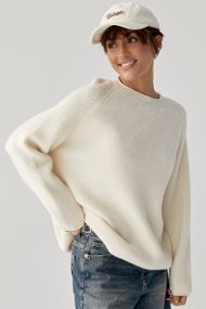 Тепла в'язана кофта з рукавами реглан - молочний цвет, ONE SIZE (є розміри)