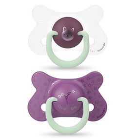 Пустышка Suavinex Фиолетовый котенок 18 мес. 2 шт ночная (307013)