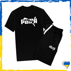 Комплект шорти Puma та футболка Пума. Комплект унісекс Чорний, XS/S