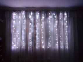 Гірлянда штора 2x1.5 метри, 150LED, "світлодіодні краплі" від USB, холодний білий колір, 8 режимів + пульт