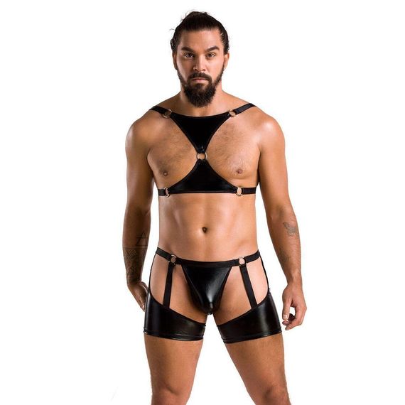 Комплект еротичної чоловічої білизни Passion 047 SET JOHN L/XL Black, труси, портупея Sex Aura | Зображення 2