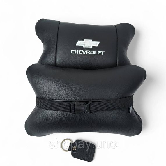 Автомобильные подушки Chevrolet из натуральной итальянской кожи + кожаный брелок в подарок | Зображення 4