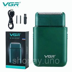 Акумуляторна міні електробритва для чоловіків VGR V 390 Green • Професійний шейвер з тримером для сухого та вологого гоління