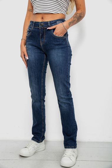 Джинси жіночі однотонні Straight fit, колір синій, 244R11489 | Зображення 2