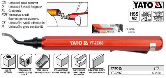 Ніж для зняття фаски задирок труб нож Польща YATO YT-22360 | Зображення 3