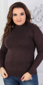 Женский теплый кашемировый гольф-водолазка Ri284 цвет коричневый, размер 42/46