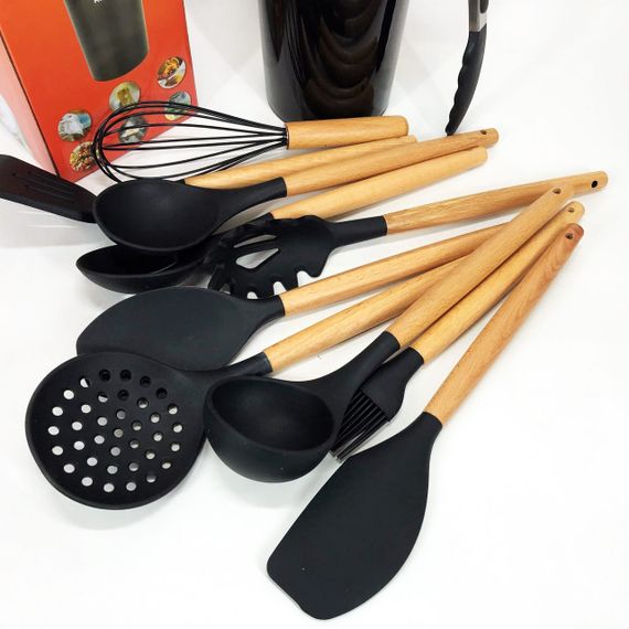 Кухонний набір силіконовий для готування Magio MG-1141, Набір кухонного приладдя на стійці HC-44 | Зображення 9