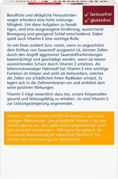 Вітаміни Doppelherz aktiv Vitamin E 400 мг натуральний, антиоксидантний захист клітин, підтримка серця, судин та імунітету | Зображення 1