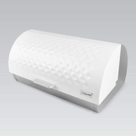 Хлібниця металева Maestro MR-1676-white біла з кришкою