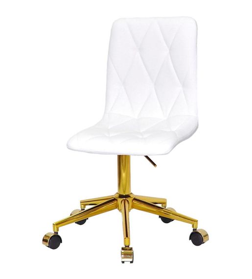 Стул Melvin GD-Modern Office с золотой крестовиной на колесиках, мягкое сиденье экокожа цвет белый | Зображення 7