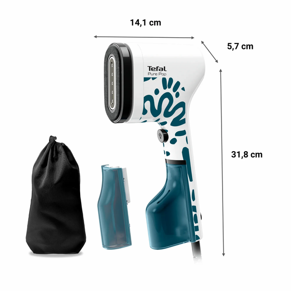 Відпарювач Tefal компактний Pure Pop Home &amp; Travel, 1300Вт, 70мл, постійна пара - 20гр, біло-синій (DT2040E1) | Зображення 3