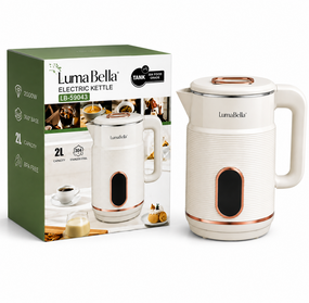 Электрочайник Luma Bella LB-59043 2 л с двойными стенками стальная колба термос-эффект защита от перегрева 1500 Вт Бежевый