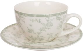 Чайний порцеляновий сервіз "Floral Green" 6 чашок 250мл з блюдцями