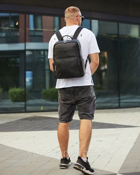Чоловічий шкіряний рюкзак для поїздок та відпочинку 30х40х16, сумка наплічна Tiding Bag 59331, чорна | Зображення 5