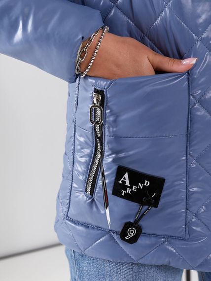Жіноча стьобана куртка з блиском, арт.504, блакитний джинс | Зображення 5