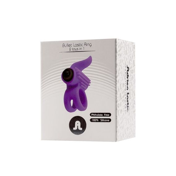 Ерекційне віброкільце Adrien Lastic Bullet Lastic Ring з язичком і щіточкою для стимуляції клітора | Зображення 4