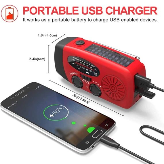 SurvivalWave Pro NOAA 5000 — Багатофункціональне Аварійне Радіо AM/FM/NOAA з Power Bank, Ліхтарем і Ручною Динамо-Зарядкою | Зображення 3