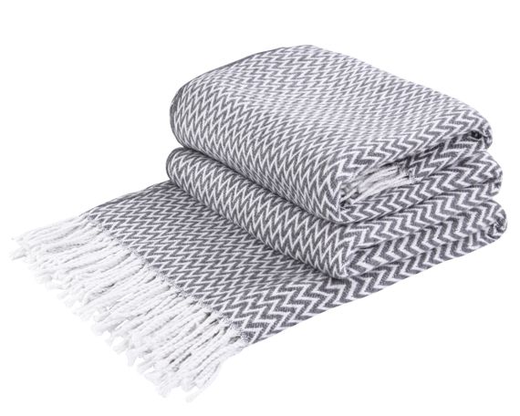Плед бавовняний зіг-заг сірий Love You 140 x 200 см