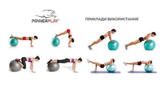 М'яч для фітнесу (фітбол) напівмасажний PowerPlay 4003 Ø65 cm Gymball  Зелений + помпа | Зображення 4
