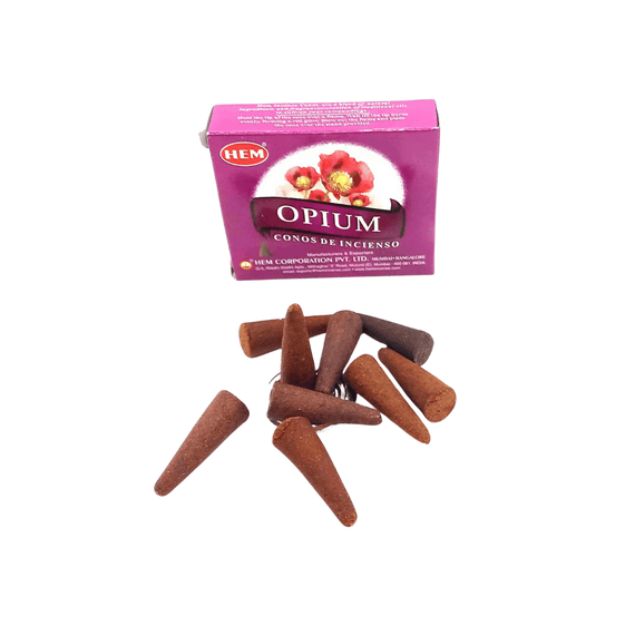 Ароматичні конуси Opium  Опіум 10 шт. в уп. + підставка Hem 8901810480469