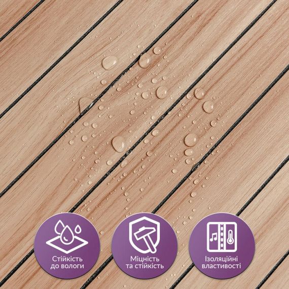 Покрытие виниловое самоклеющееся 3D рейки 600х600х2,8мм Тик золотистый SW-00002203 | Зображення 3