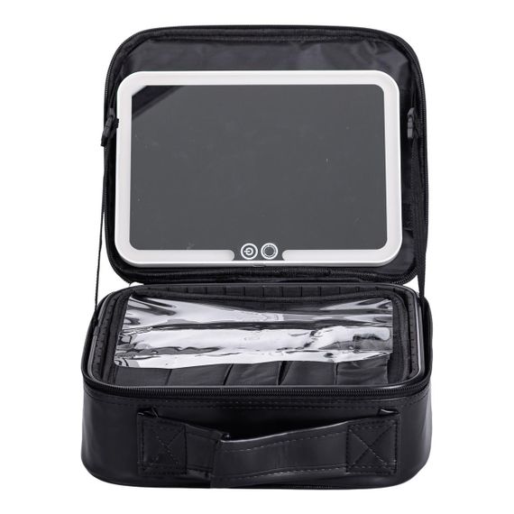 Органайзер косметичка из эко кожи с зеркалом и подсветкой 26×22×9 см HP-10-2AB | Зображення 1